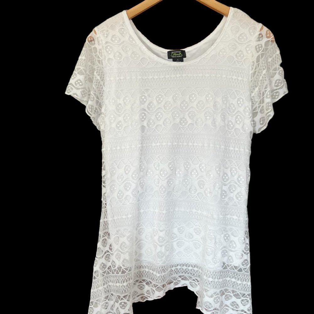 Women's Shannon Ford New York Short Sleeve Lace Top Size L